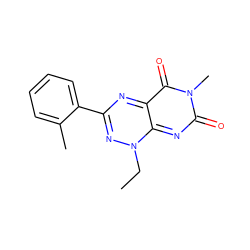 CCn1nc(-c2ccccc2C)nc2c(=O)n(C)c(=O)nc1-2 ZINC000004512035