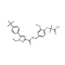 CCn1nc(C(=O)NCc2ccc(OC(C)(C)C(=O)O)c(OC)c2)cc1-c1ccc(C(C)(C)C)cc1 ZINC000040866603