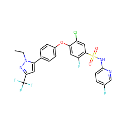 CCn1nc(C(F)(F)F)cc1-c1ccc(Oc2cc(F)c(S(=O)(=O)Nc3ccc(F)cn3)cc2Cl)cc1 ZINC000095584625