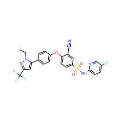 CCn1nc(C(F)(F)F)cc1-c1ccc(Oc2ccc(S(=O)(=O)Nc3ccc(F)cn3)cc2C#N)cc1 ZINC000095584365