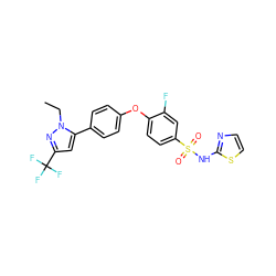 CCn1nc(C(F)(F)F)cc1-c1ccc(Oc2ccc(S(=O)(=O)Nc3nccs3)cc2F)cc1 ZINC000095583866