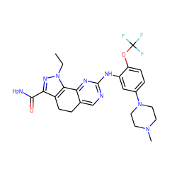 CCn1nc(C(N)=O)c2c1-c1nc(Nc3cc(N4CCN(C)CC4)ccc3OC(F)(F)F)ncc1CC2 ZINC000070690079