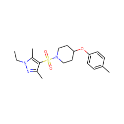 CCn1nc(C)c(S(=O)(=O)N2CCC(Oc3ccc(C)cc3)CC2)c1C ZINC000207161783