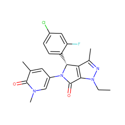 CCn1nc(C)c2c1C(=O)N(c1cc(C)c(=O)n(C)c1)[C@@H]2c1ccc(Cl)cc1F ZINC000261187993