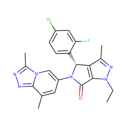 CCn1nc(C)c2c1C(=O)N(c1cc(C)c3nnc(C)n3c1)[C@@H]2c1ccc(Cl)cc1F ZINC000261128009