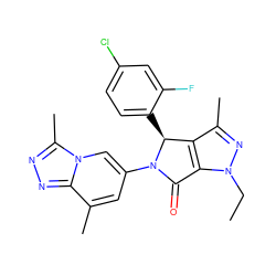 CCn1nc(C)c2c1C(=O)N(c1cc(C)c3nnc(C)n3c1)[C@H]2c1ccc(Cl)cc1F ZINC000261128008