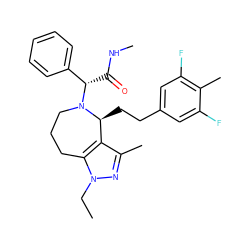 CCn1nc(C)c2c1CCCN([C@@H](C(=O)NC)c1ccccc1)[C@H]2CCc1cc(F)c(C)c(F)c1 ZINC000040392765