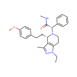 CCn1nc(C)c2c1CCN([C@H](C(=O)NC)c1ccccc1)[C@H]2CCc1ccc(OC)cc1 ZINC000049033935