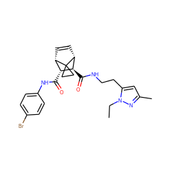 CCn1nc(C)cc1CCNC(=O)[C@H]1[C@H](C(=O)Nc2ccc(Br)cc2)[C@@H]2C=C[C@H]1C21CC1 ZINC000168460176