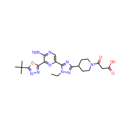 CCn1nc(C2CCN(C(=O)CC(=O)O)CC2)nc1-c1cnc(N)c(-c2nnc(C(C)(C)C)o2)n1 ZINC000145608112