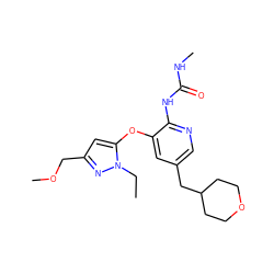 CCn1nc(COC)cc1Oc1cc(CC2CCOCC2)cnc1NC(=O)NC ZINC000299832696