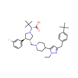 CCn1nc(Cc2ccc(C(C)(C)C)cc2)cc1C1CCN(C[C@H]2CN([C@@H](C(=O)O)C(C)(C)C)C[C@@H]2c2cccc(F)c2)CC1 ZINC000084595490