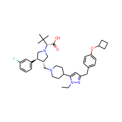 CCn1nc(Cc2ccc(OC3CCC3)cc2)cc1C1CCN(C[C@H]2CN([C@@H](C(=O)O)C(C)(C)C)C[C@@H]2c2cccc(F)c2)CC1 ZINC000028086017