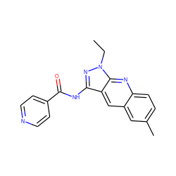 CCn1nc(NC(=O)c2ccncc2)c2cc3cc(C)ccc3nc21 ZINC000004295973