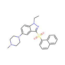 CCn1nc(S(=O)(=O)c2cccc3ccccc23)c2cc(N3CCN(C)CC3)ccc21 ZINC000064447716