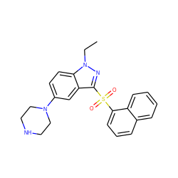 CCn1nc(S(=O)(=O)c2cccc3ccccc23)c2cc(N3CCNCC3)ccc21 ZINC000064447926