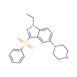 CCn1nc(S(=O)(=O)c2ccccc2)c2cc(N3CCNCC3)ccc21 ZINC000064447540