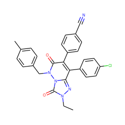 CCn1nc2c(-c3ccc(Cl)cc3)c(-c3ccc(C#N)cc3)c(=O)n(Cc3ccc(C)cc3)n2c1=O ZINC000169346551