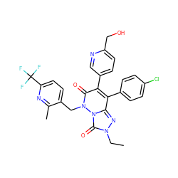 CCn1nc2c(-c3ccc(Cl)cc3)c(-c3ccc(CO)nc3)c(=O)n(Cc3ccc(C(F)(F)F)nc3C)n2c1=O ZINC000169346554