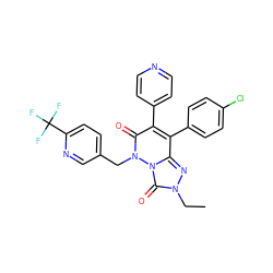 CCn1nc2c(-c3ccc(Cl)cc3)c(-c3ccncc3)c(=O)n(Cc3ccc(C(F)(F)F)nc3)n2c1=O ZINC000169346544