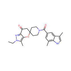 CCn1nc2c(c1C)OC1(CCN(C(=O)c3cc(C)c4[nH]cc(C)c4c3)CC1)CC2=O ZINC000073311336