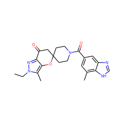 CCn1nc2c(c1C)OC1(CCN(C(=O)c3cc(C)c4[nH]cnc4c3)CC1)CC2=O ZINC000073313697