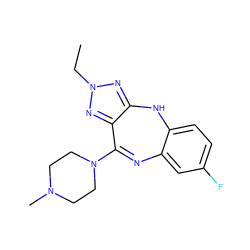 CCn1nc2c(n1)C(N1CCN(C)CC1)=Nc1cc(F)ccc1N2 ZINC000026403114