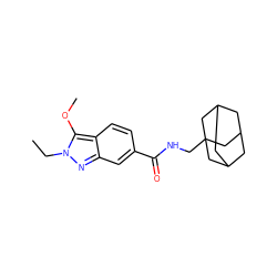 CCn1nc2cc(C(=O)NCC34CC5CC(CC(C5)C3)C4)ccc2c1OC ZINC000008762952