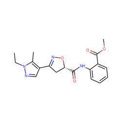 CCn1ncc(C2=NO[C@H](C(=O)Nc3ccccc3C(=O)OC)C2)c1C ZINC000004104240