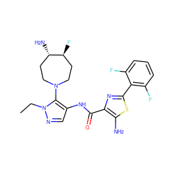 CCn1ncc(NC(=O)c2nc(-c3c(F)cccc3F)sc2N)c1N1CC[C@H](N)[C@@H](F)CC1 ZINC000169699397