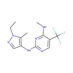 CCn1ncc(Nc2ncc(C(F)(F)F)c(NC)n2)c1C ZINC000095584697