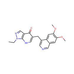 CCn1ncc2c(=O)c(Cc3cncc4cc(OC)c(OC)cc34)c[nH]c21 ZINC001772619540