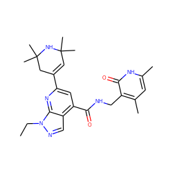 CCn1ncc2c(C(=O)NCc3c(C)cc(C)[nH]c3=O)cc(C3=CC(C)(C)NC(C)(C)C3)nc21 ZINC000142957424