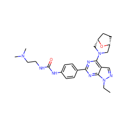 CCn1ncc2c(N3C[C@@H]4CC[C@H](C3)O4)nc(-c3ccc(NC(=O)NCCN(C)C)cc3)nc21 ZINC000045245170