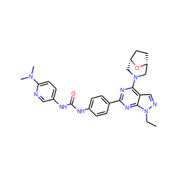 CCn1ncc2c(N3C[C@@H]4CC[C@H](C3)O4)nc(-c3ccc(NC(=O)Nc4ccc(N(C)C)nc4)cc3)nc21 ZINC000045245199