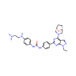 CCn1ncc2c(N3C[C@@H]4CC[C@H](C3)O4)nc(-c3ccc(NC(=O)Nc4ccc(N(C)CCN(C)C)cc4)cc3)nc21 ZINC000049695337