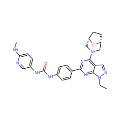 CCn1ncc2c(N3C[C@@H]4CC[C@H](C3)O4)nc(-c3ccc(NC(=O)Nc4ccc(NC)nc4)cc3)nc21 ZINC000045257011