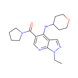 CCn1ncc2c(NC3CCOCC3)c(C(=O)N3CCCC3)cnc21 ZINC000042922547