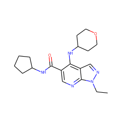 CCn1ncc2c(NC3CCOCC3)c(C(=O)NC3CCCC3)cnc21 ZINC000045496510