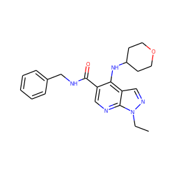 CCn1ncc2c(NC3CCOCC3)c(C(=O)NCc3ccccc3)cnc21 ZINC000042878481