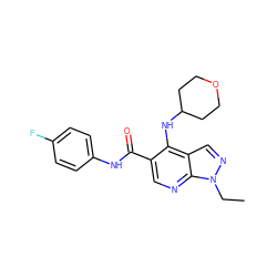 CCn1ncc2c(NC3CCOCC3)c(C(=O)Nc3ccc(F)cc3)cnc21 ZINC000042963449