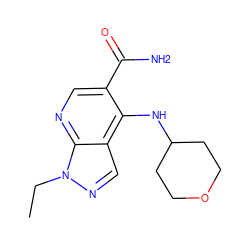 CCn1ncc2c(NC3CCOCC3)c(C(N)=O)cnc21 ZINC000038817195