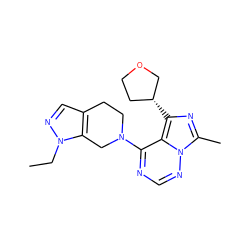 CCn1ncc2c1CN(c1ncnn3c(C)nc([C@@H]4CCOC4)c13)CC2 ZINC000169711794