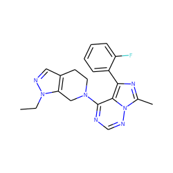 CCn1ncc2c1CN(c1ncnn3c(C)nc(-c4ccccc4F)c13)CC2 ZINC000169711795