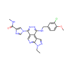 CCn1ncc2c3c(NCc4ccc(OC)c(Cl)c4)nnc(-n4cnc(C(=O)NC)c4)c3cnc21 ZINC000000589513