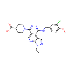 CCn1ncc2c3c(NCc4ccc(OC)c(Cl)c4)nnc(N4CCC(C(=O)O)CC4)c3cnc21 ZINC000013493127