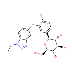 CCn1ncc2cc(Cc3cc([C@@H]4O[C@H](CO)[C@@H](O)[C@H](O)[C@H]4O)ccc3Cl)ccc21 ZINC000142233691