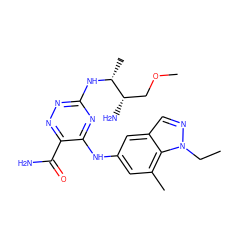 CCn1ncc2cc(Nc3nc(N[C@H](C)[C@@H](N)COC)nnc3C(N)=O)cc(C)c21 ZINC000205145710