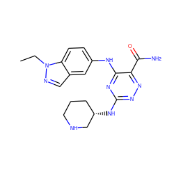 CCn1ncc2cc(Nc3nc(N[C@H]4CCCNC4)nnc3C(N)=O)ccc21 ZINC001772582714