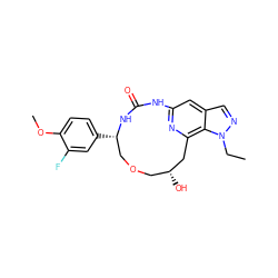 CCn1ncc2cc3nc(c21)C[C@H](O)COC[C@H](c1ccc(OC)c(F)c1)NC(=O)N3 ZINC001772612514